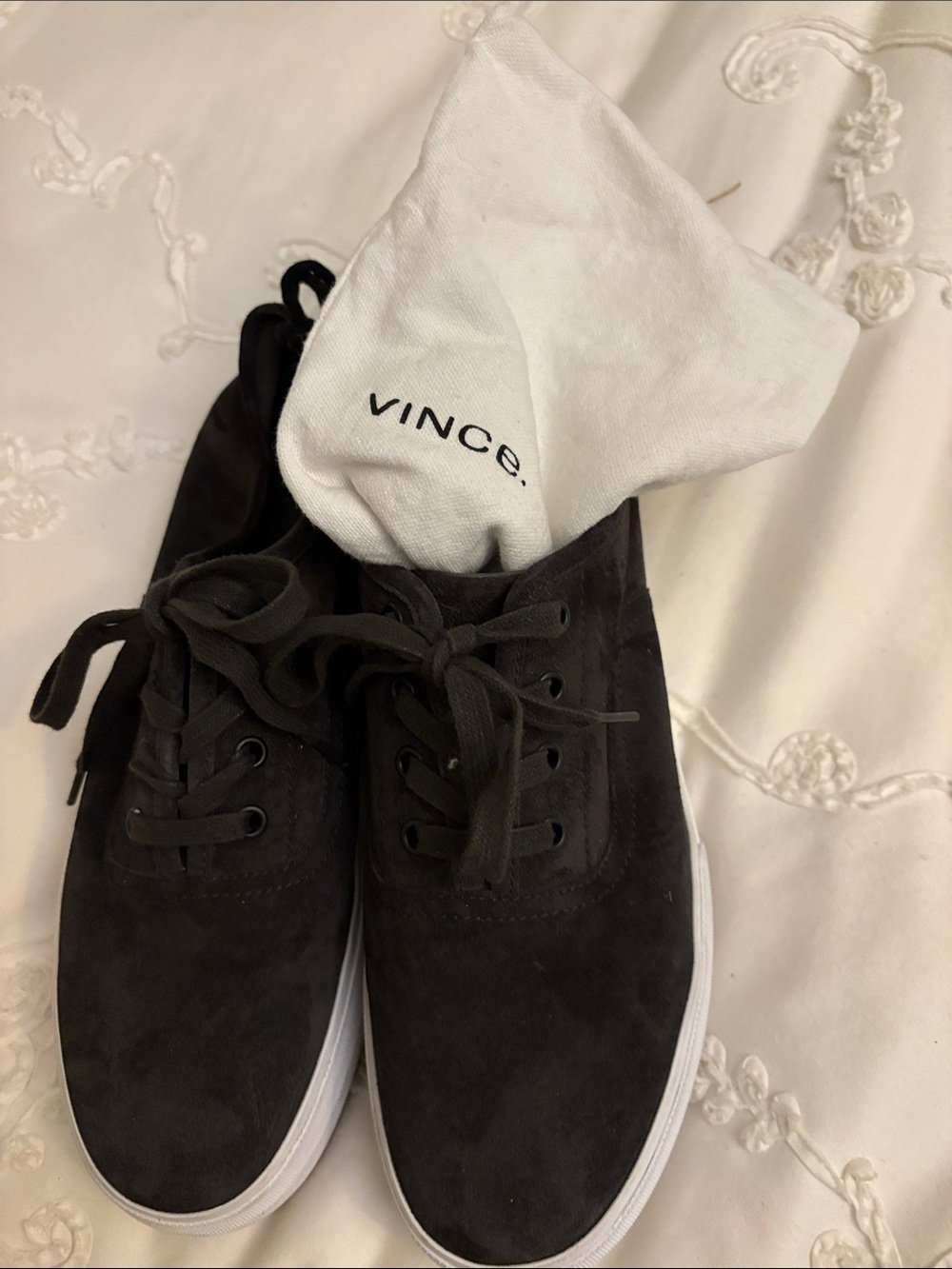 Vince Copley Suede Platform Sneakers. Black